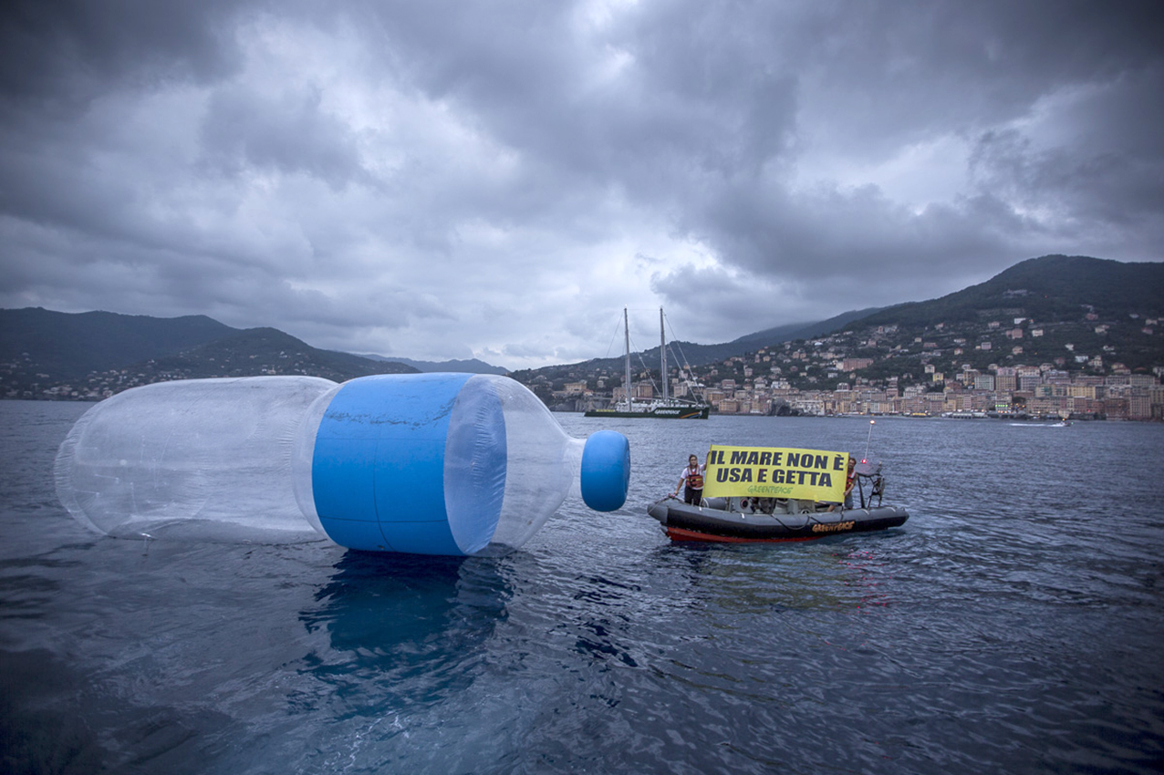 Camogli,  24/6/2017. No plastic campaign.