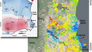 Mappa dei movimenti del suolo sulla base di dati Gps e interferometria Sar