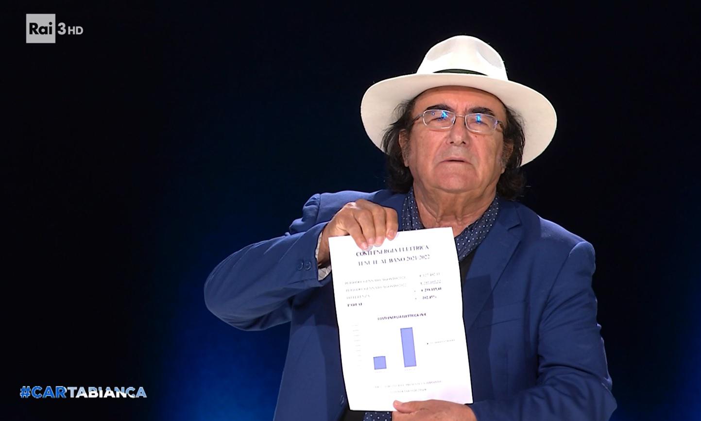 Al Bano a Cartabianca: "Ecco la mia bolletta, aumento assurdo"