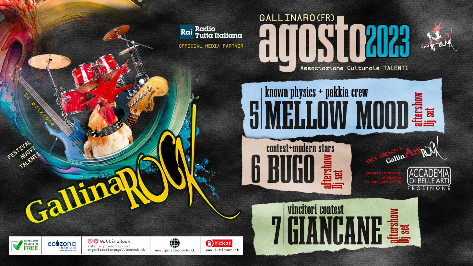 Al via domani il GallinaRock, sul palco anche Mellow Mood, Bugo, Giancane