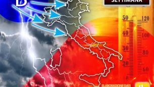 Da domenica 1 agosto Italia spaccata in due: temporali e caldo