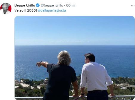 Elezioni 2022, Grillo posta foto con Conte: "Verso il 2050"