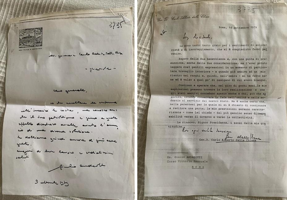 La lettera di Andreotti al generale Dalla Chiesa: "Conosco suo patriottismo"