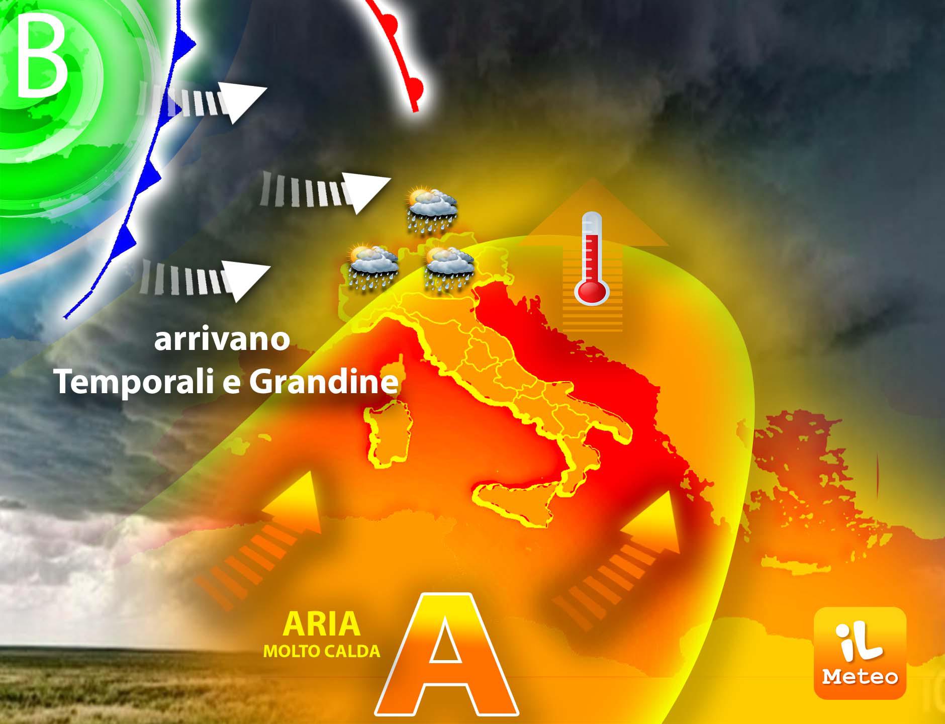 Meteo oggi Italia, picco del caldo ma da domani temporali