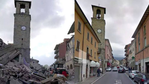 Amatrice (Rieti): le immagini delle strade dopo e prima del sisma