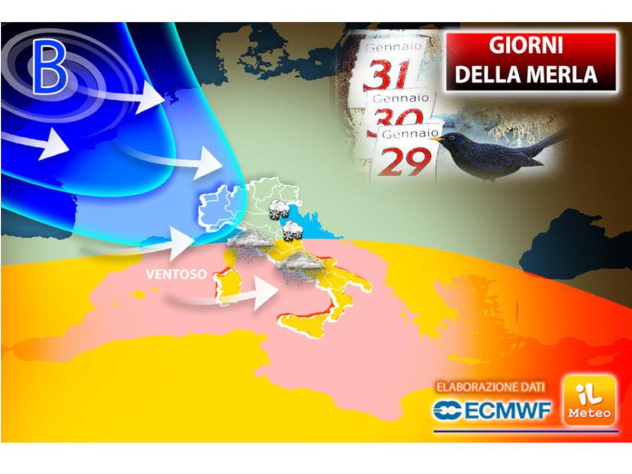 Piogge e nevicate nel weekend 30-31 gennaio: ecco dove