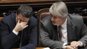 Il premier Matteo Renzi e il ministro del Lavoro Giuliano Poletti