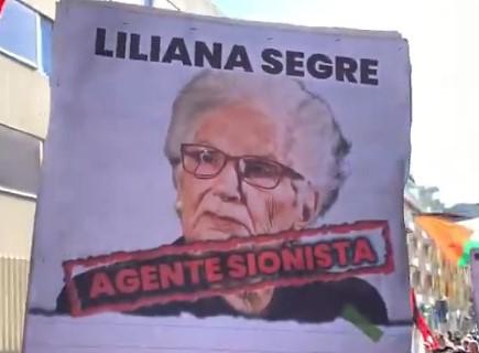 "Segre agente sionista", a corteo pro Pal a Milano cartelli contro la senatrice a vita