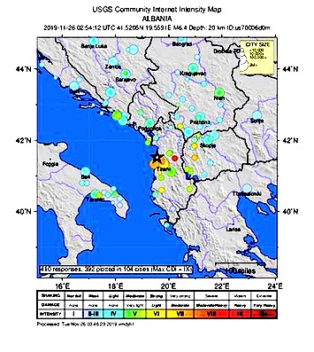 Magnitude 6.4 earthquake strikes central Albania