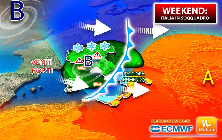 Weekend 30-31 gennaio, pioggia e niente freddo: ecco dove